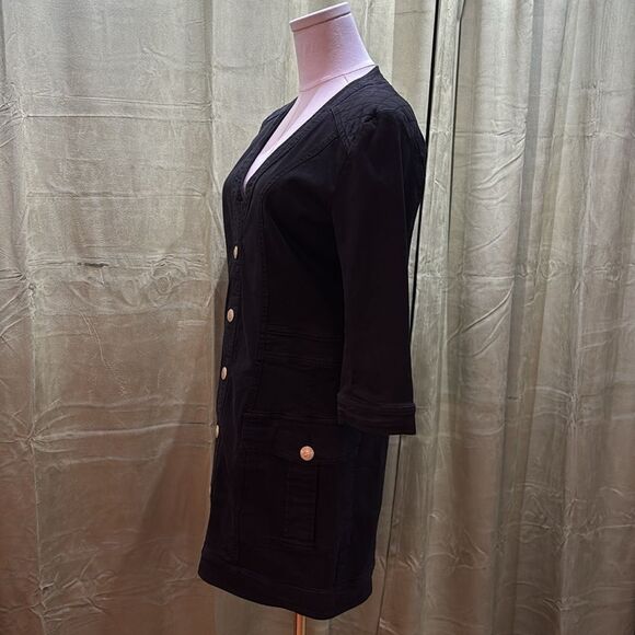 Pierre Balmain black denim buttoned mini dress, US4 - Picture 6 of 11